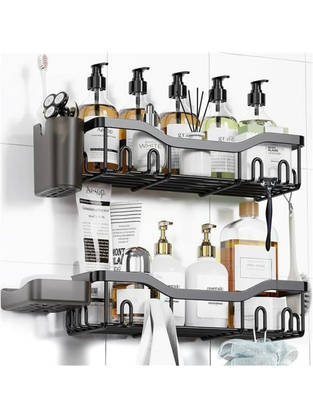 Shower Caddy Adhesive Shower Organizer Bathroom Shower Shelves Stainless Steel